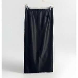 VTG Tadashi Black Satin Maxi Skirt Evening Formal 8 USA Gala Glam Cocktail Party
